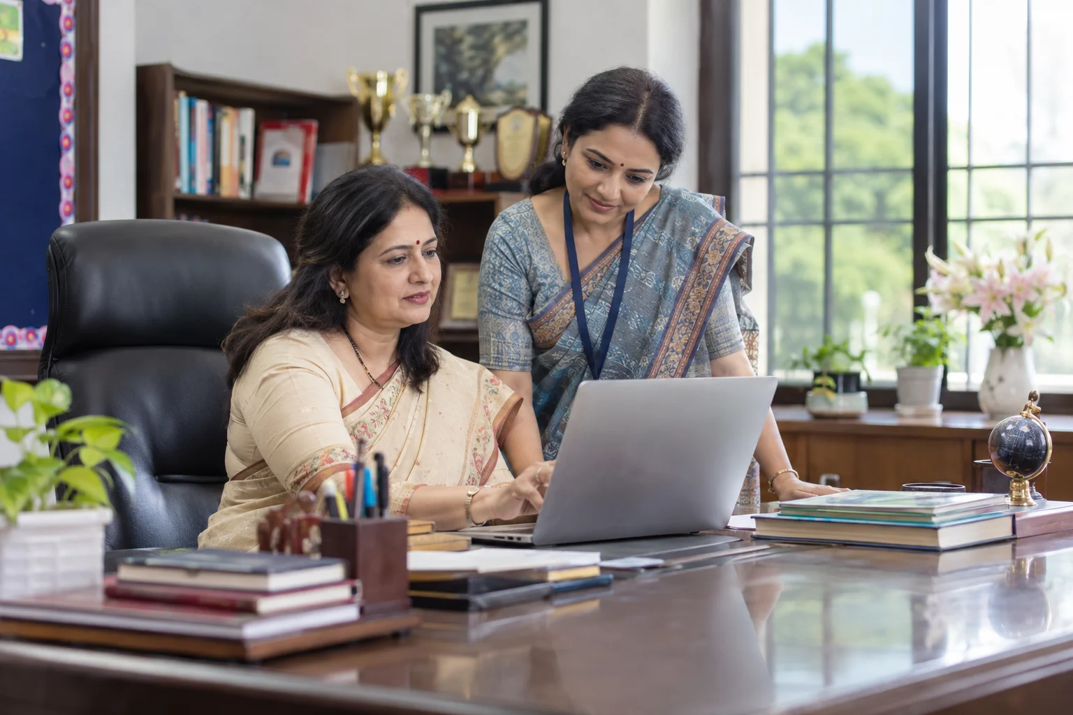 Indian school staff in a school environment