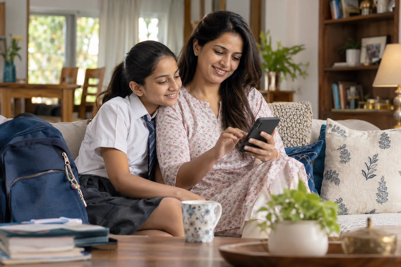 A family sharing a school moment